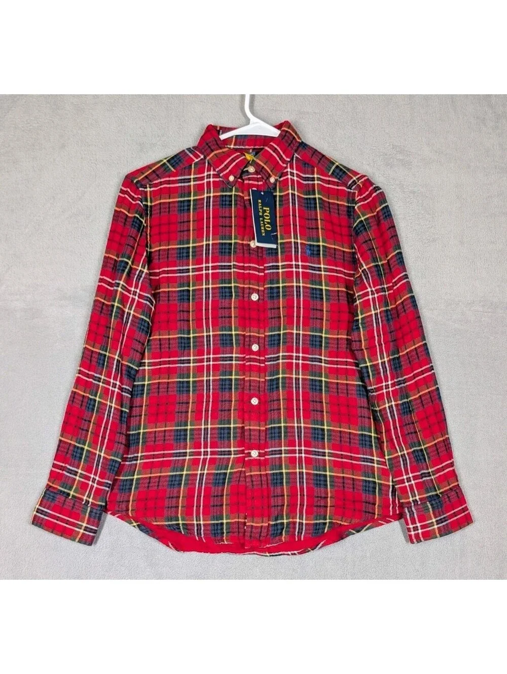 Polo Ralph Lauren Boys Large 14/16 Red Plaid Lined Flannel Shirt Button Pony NWT
